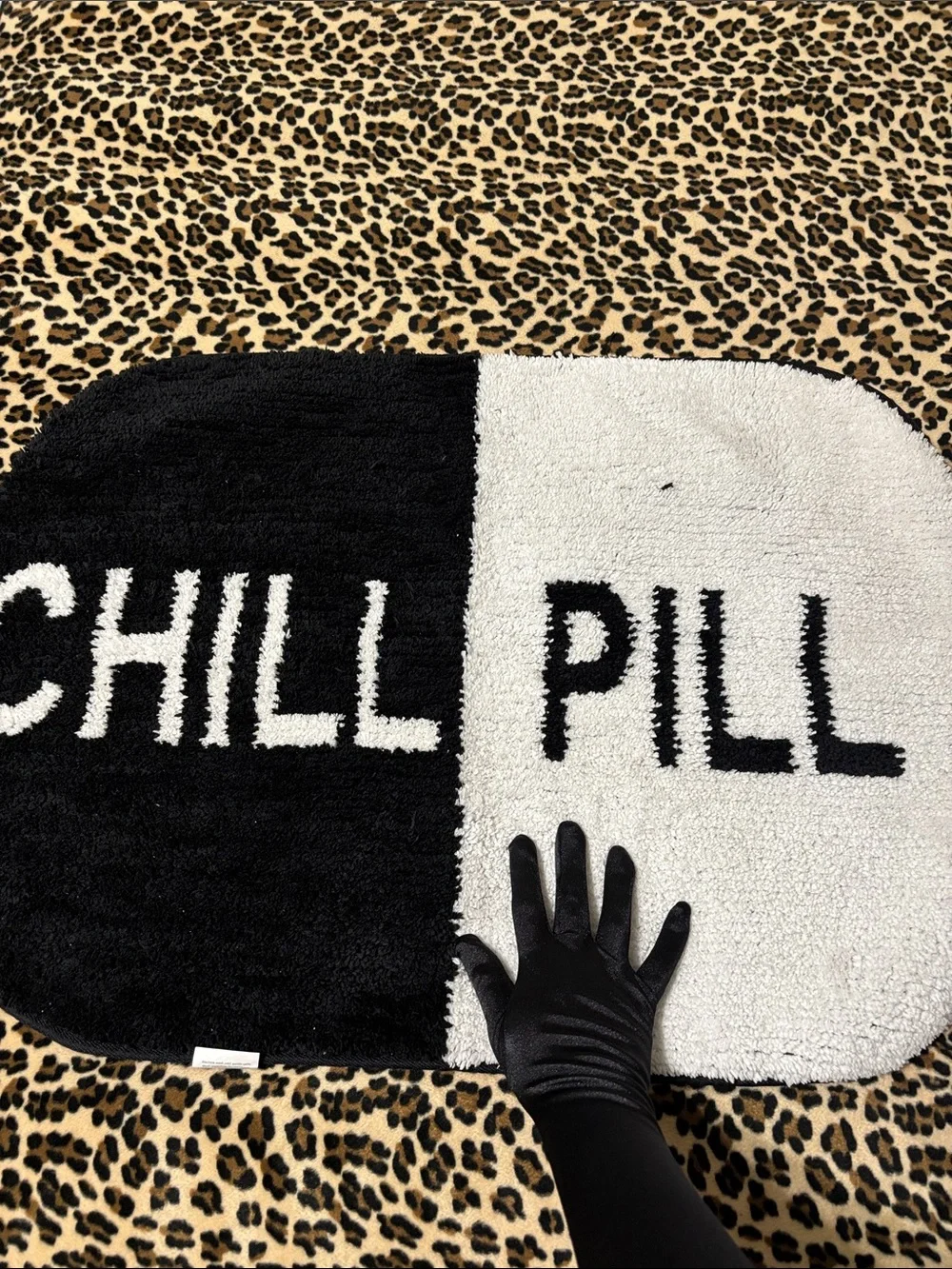 CHILL PILL 🖤🤍Bath Mat Rug Black White Dorm Home Funny Cute Decor Mental Health